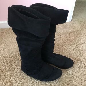 Black, suede boots, size 9.